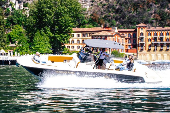 4H Como Lake Cruise drop of Bellagio and Varenna on Tender Yacht - The Gulf of Venus approach: Villa Barbiano, Villa la Cassinella, and Villa del Balbianello
