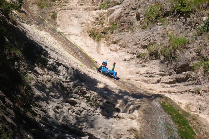 Canyoning "Vione" - advanced Canyoningtour also for sportive beginner - The gorge action: jumps, slides, swimming, and the Lake Garda payoff