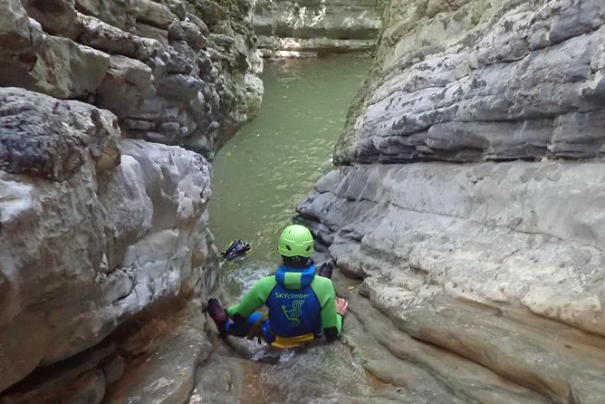 Canyoning "Vione" - advanced Canyoningtour also for sportive beginner - The pre-canyon briefing at Piovere di Tignale (how it sets your confidence)