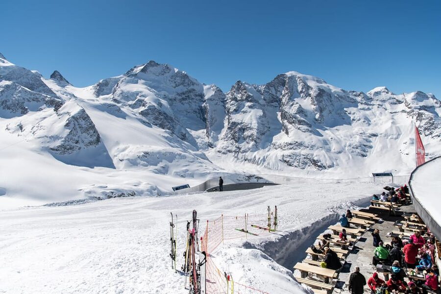 From Milan: Bernina Red Train & Lunch with Mountain Views - Cable car to Diavolezza Lodge at 2,978 m