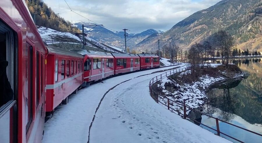 From Milan: Bernina Train, Swiss Alps & St. Moritz Day Trip - Glacier and pass views: what you see even when you are not stopping