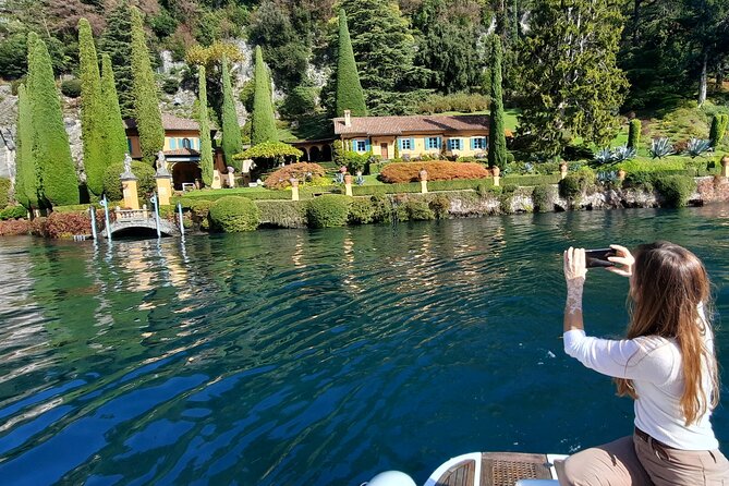 Full-Day Grand Tour, private speedboat at Lake Como - Como waterfront views, Volta connections, and villa panoramas